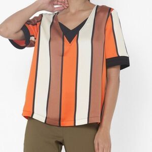 Scotch & Soda Maison Scotch Striped V neck Short Sleeve Top